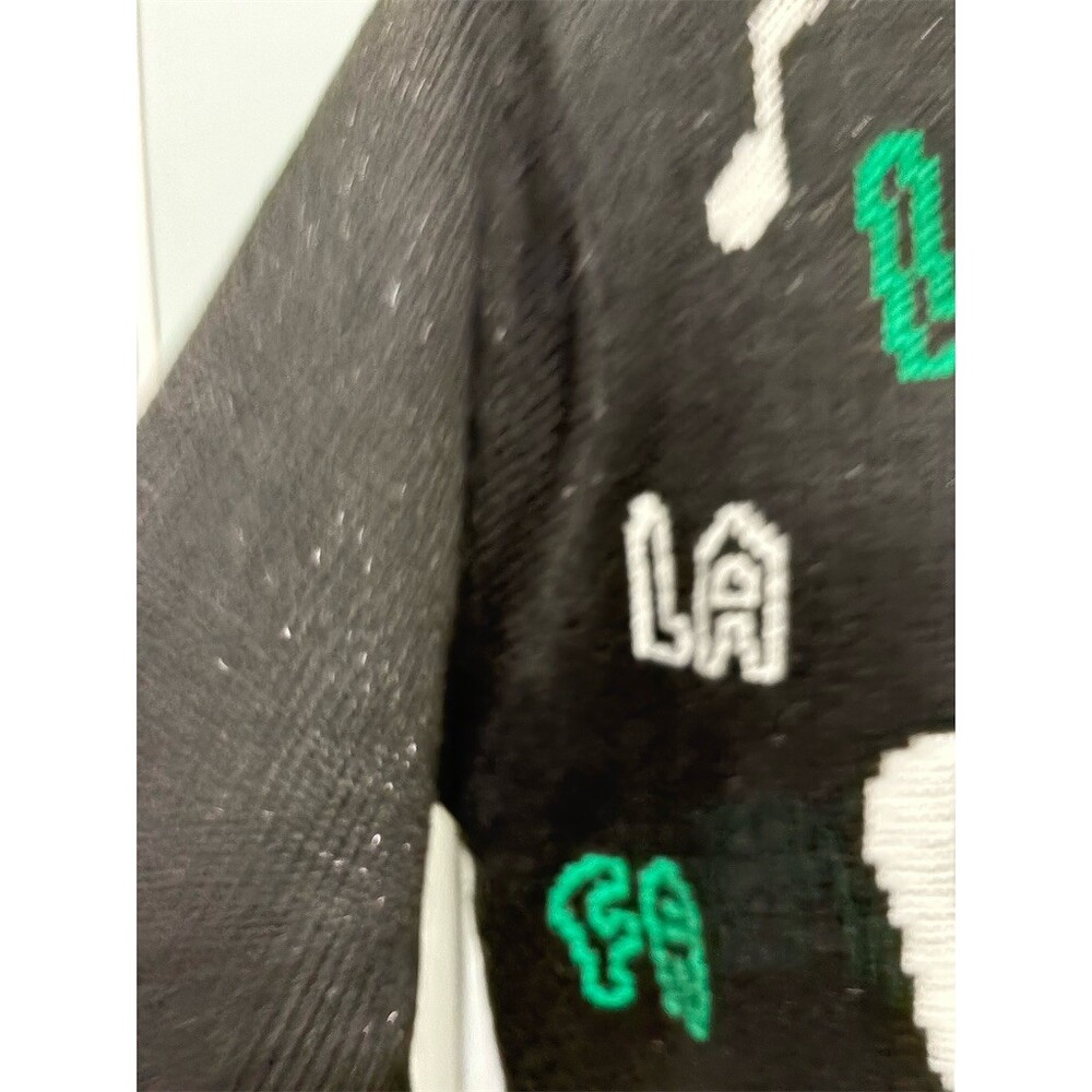 Ugh-Lee Sweater Womens Plus 2X Black Christmas Cat LA LA Shimmer Knit - Picture 3 of 11